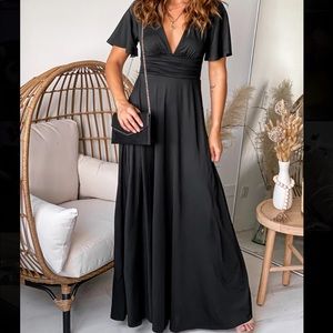 Black V-Neck Maci Dress